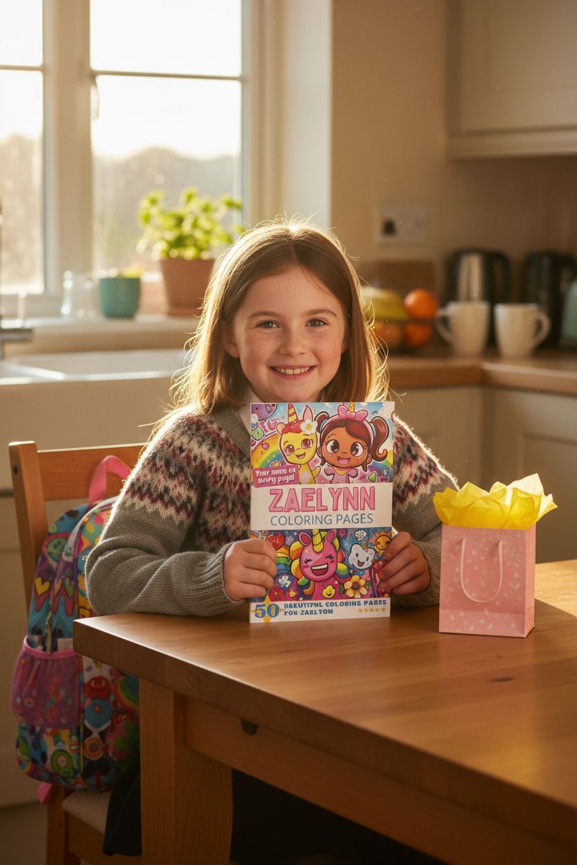 Zaelynn coloring book in use