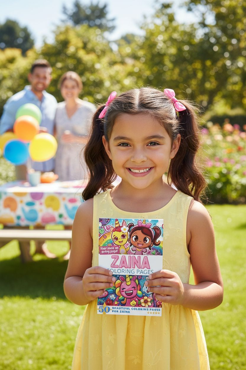 Zaina coloring book in use