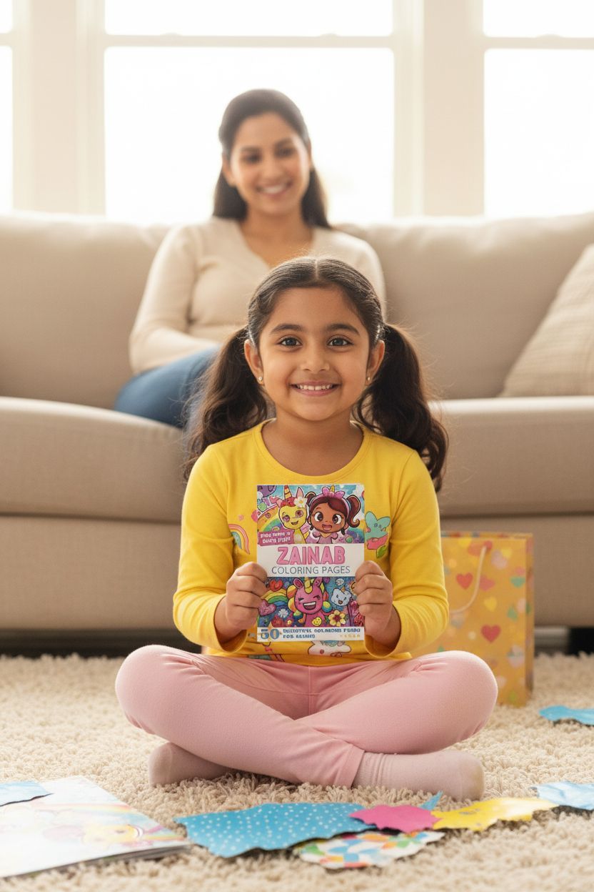 Zainab coloring book in use