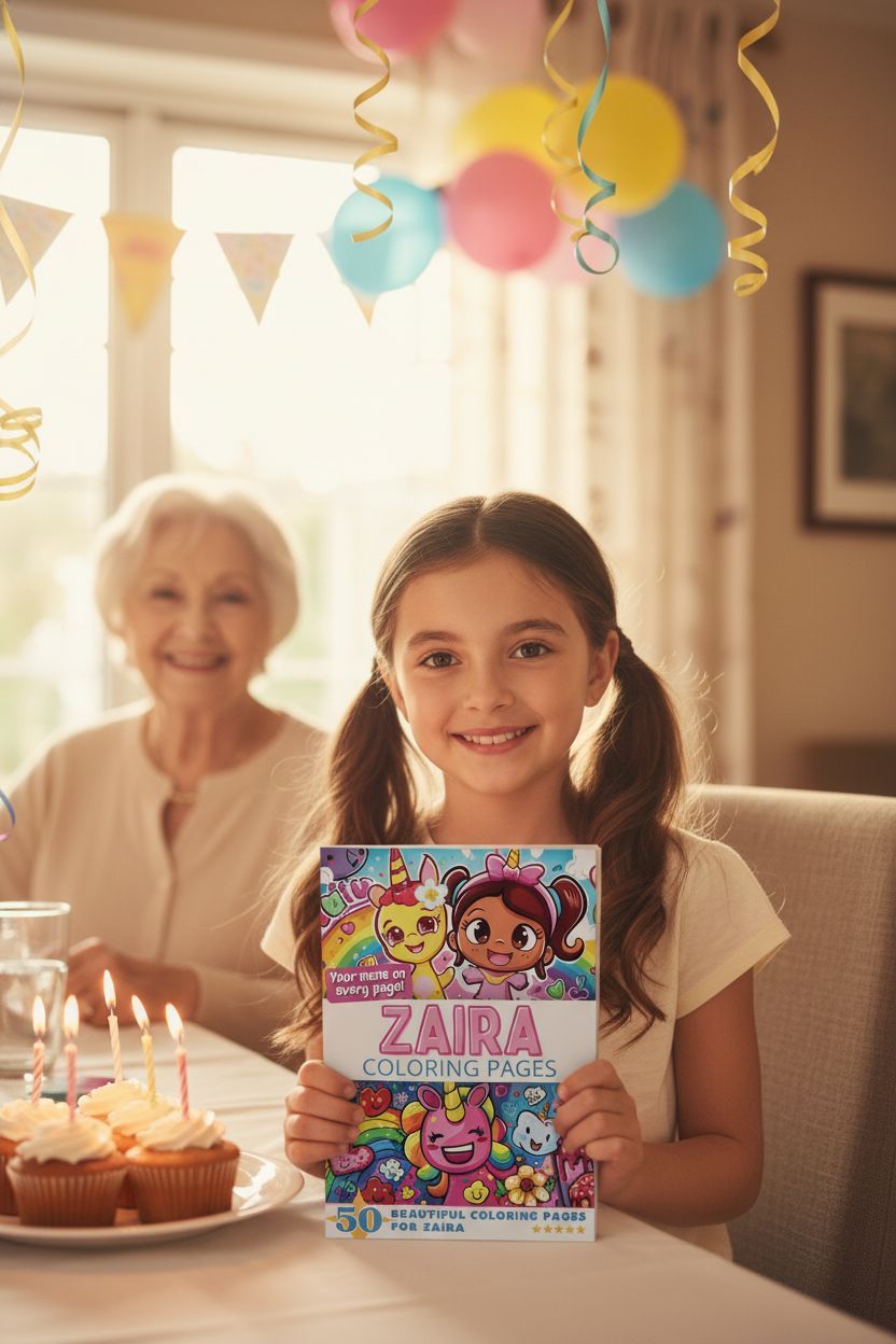 Zaira coloring book in use