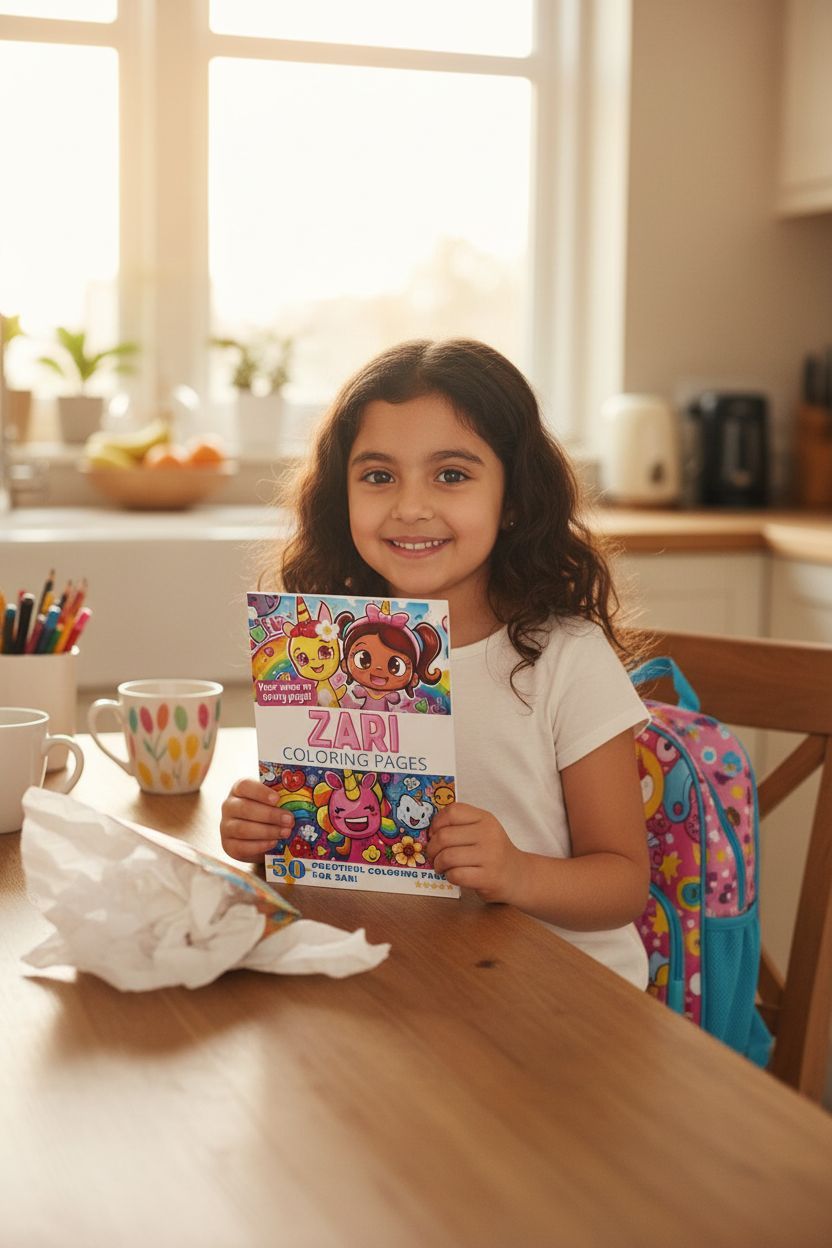 Zari coloring book in use