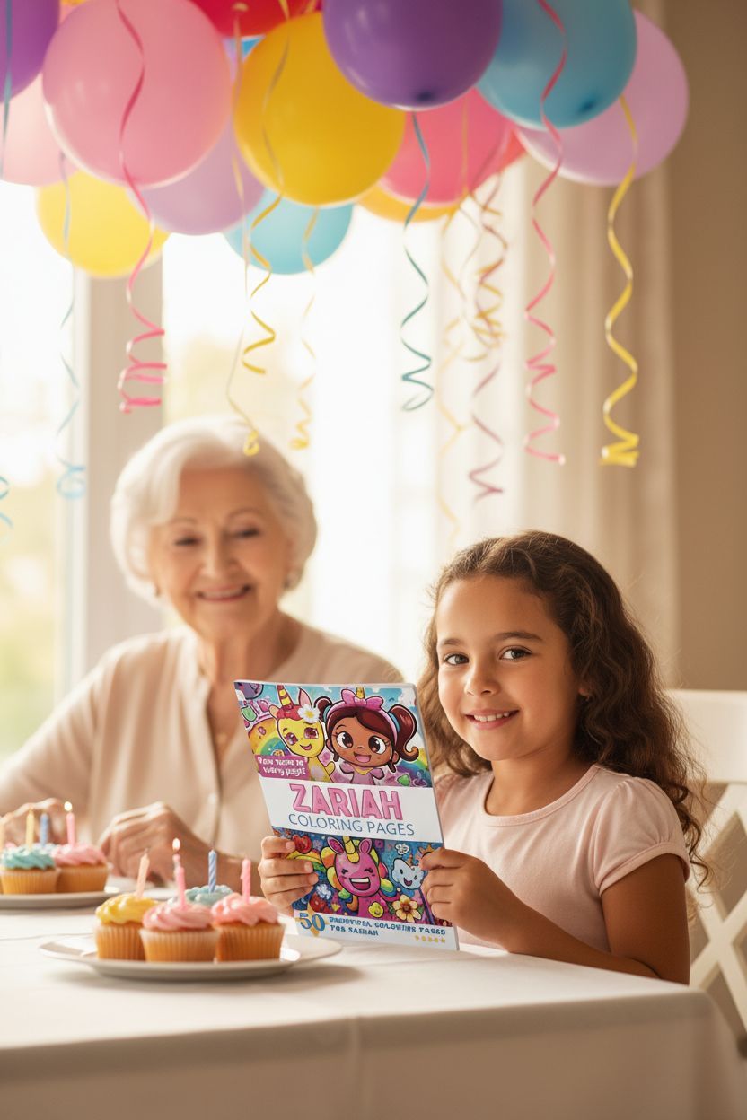 Zariah coloring book in use