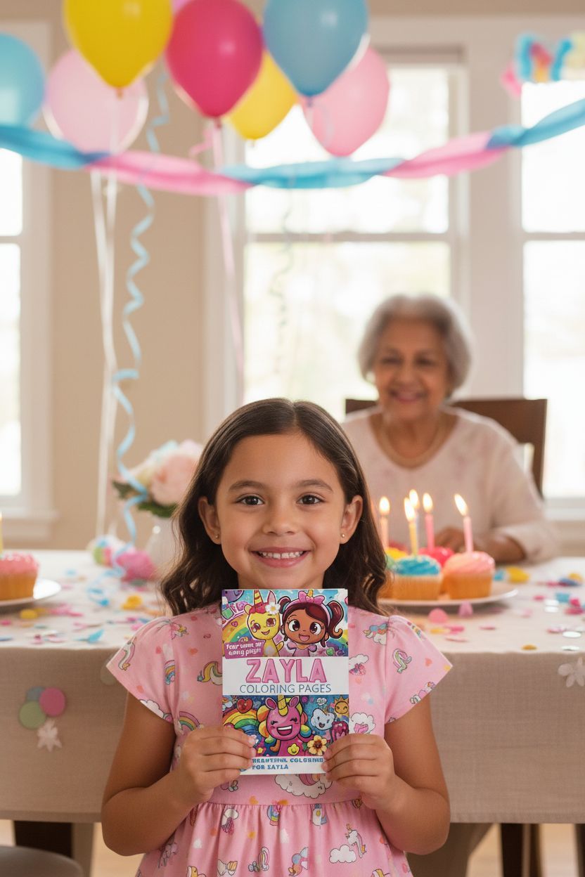 Zayla coloring book in use