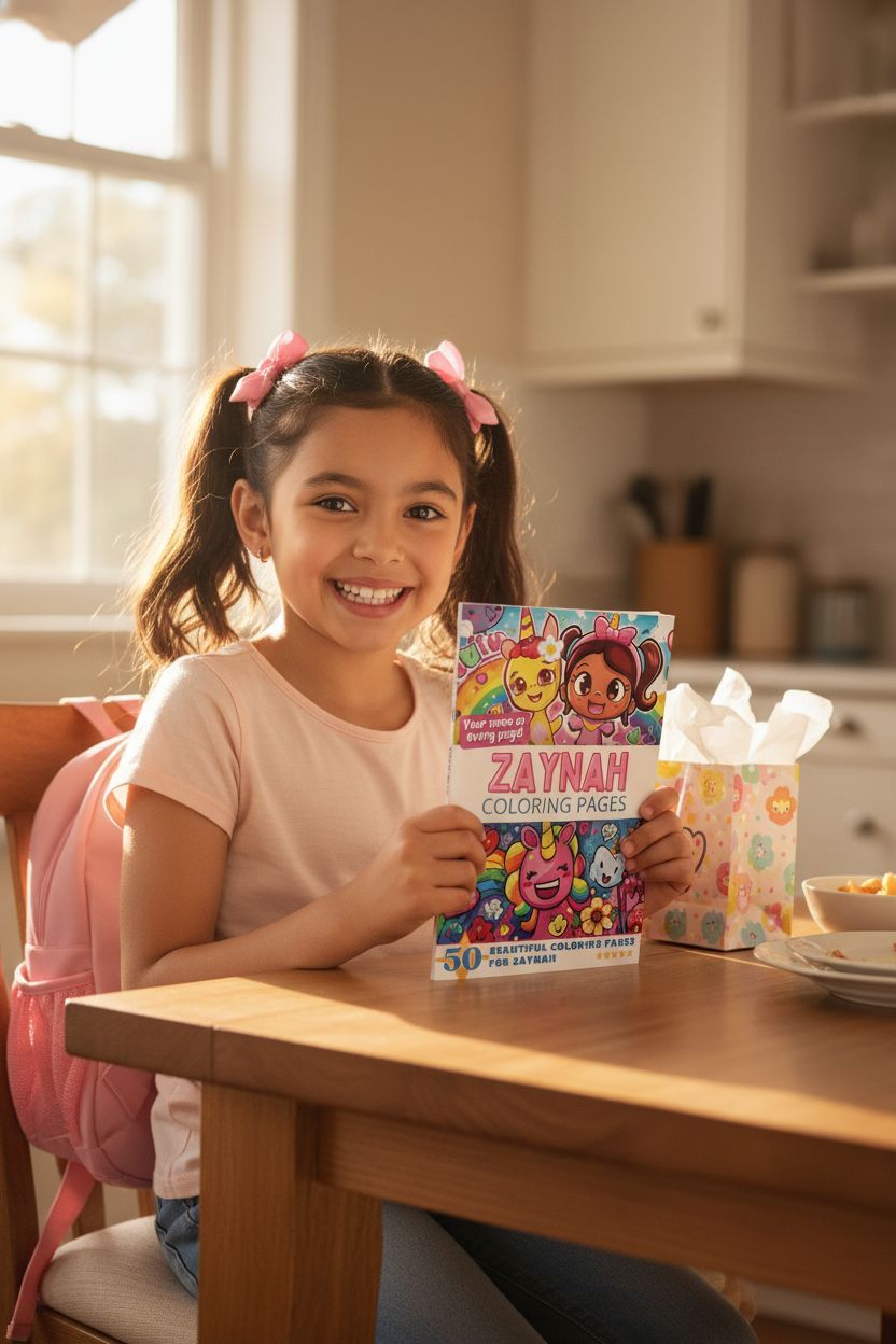 Zaynah coloring book in use