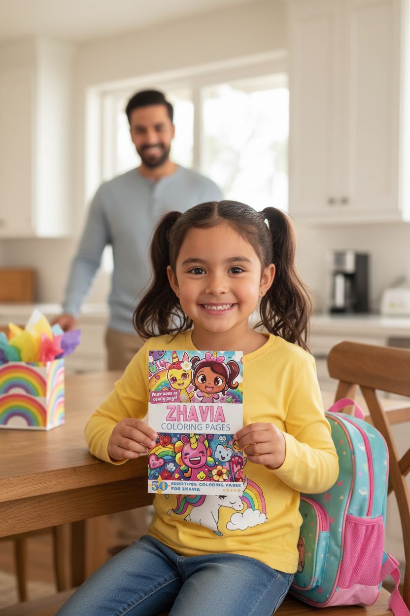 Zhavia coloring book in use