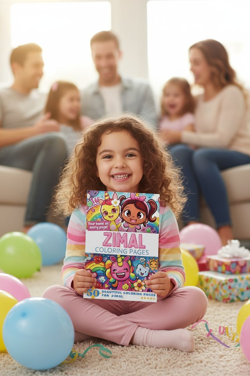 Zimal coloring book in use