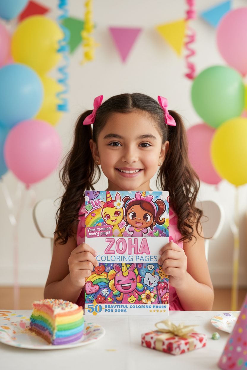 Zoha coloring book in use