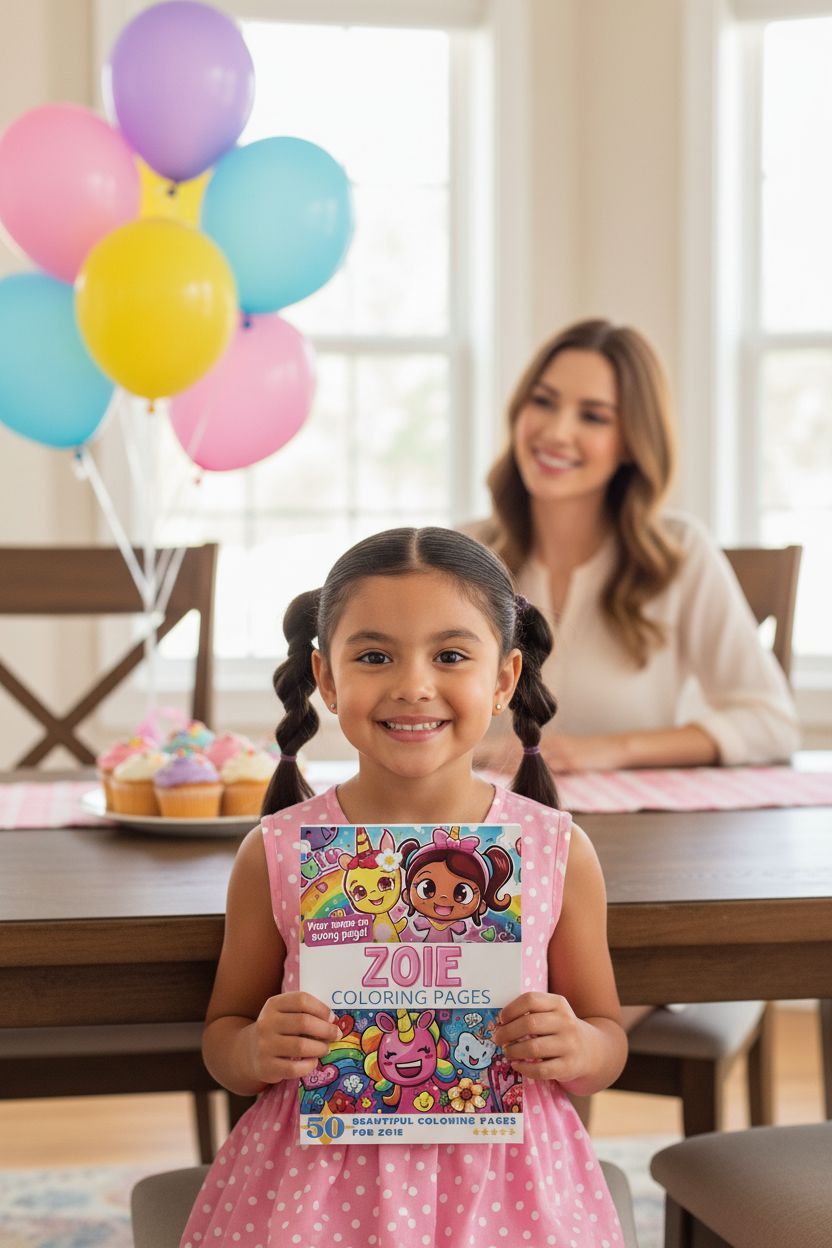 Zoie coloring book in use