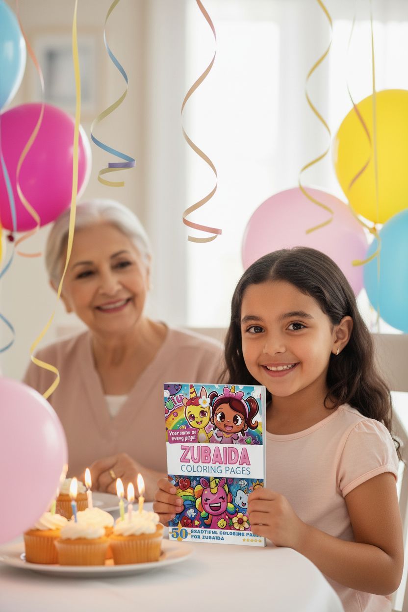 Zubaida coloring book in use