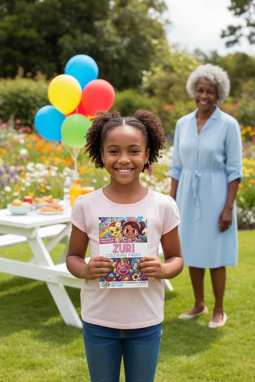 Zuri coloring book in use